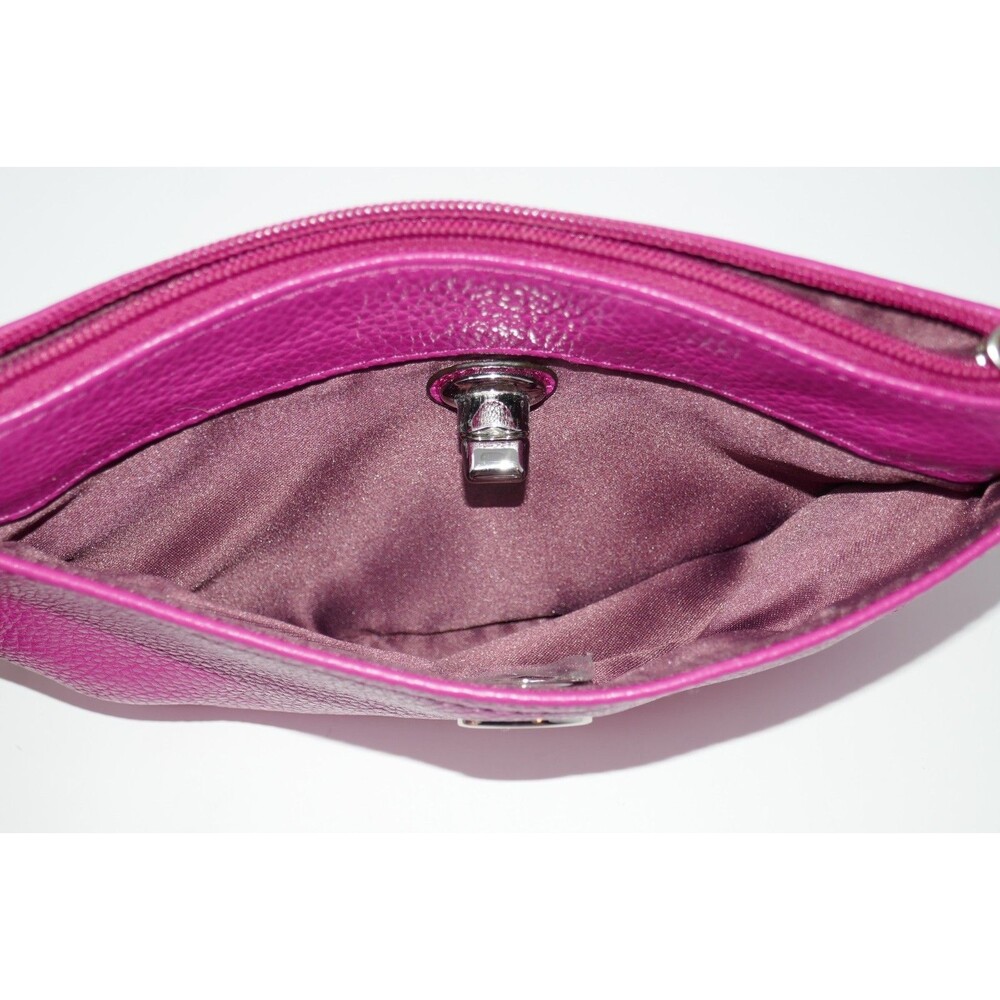 Coach Park Bright Magenta Pebbled Leather Medium Turn Lock Wristlet F49472 - Picture 8 of 13